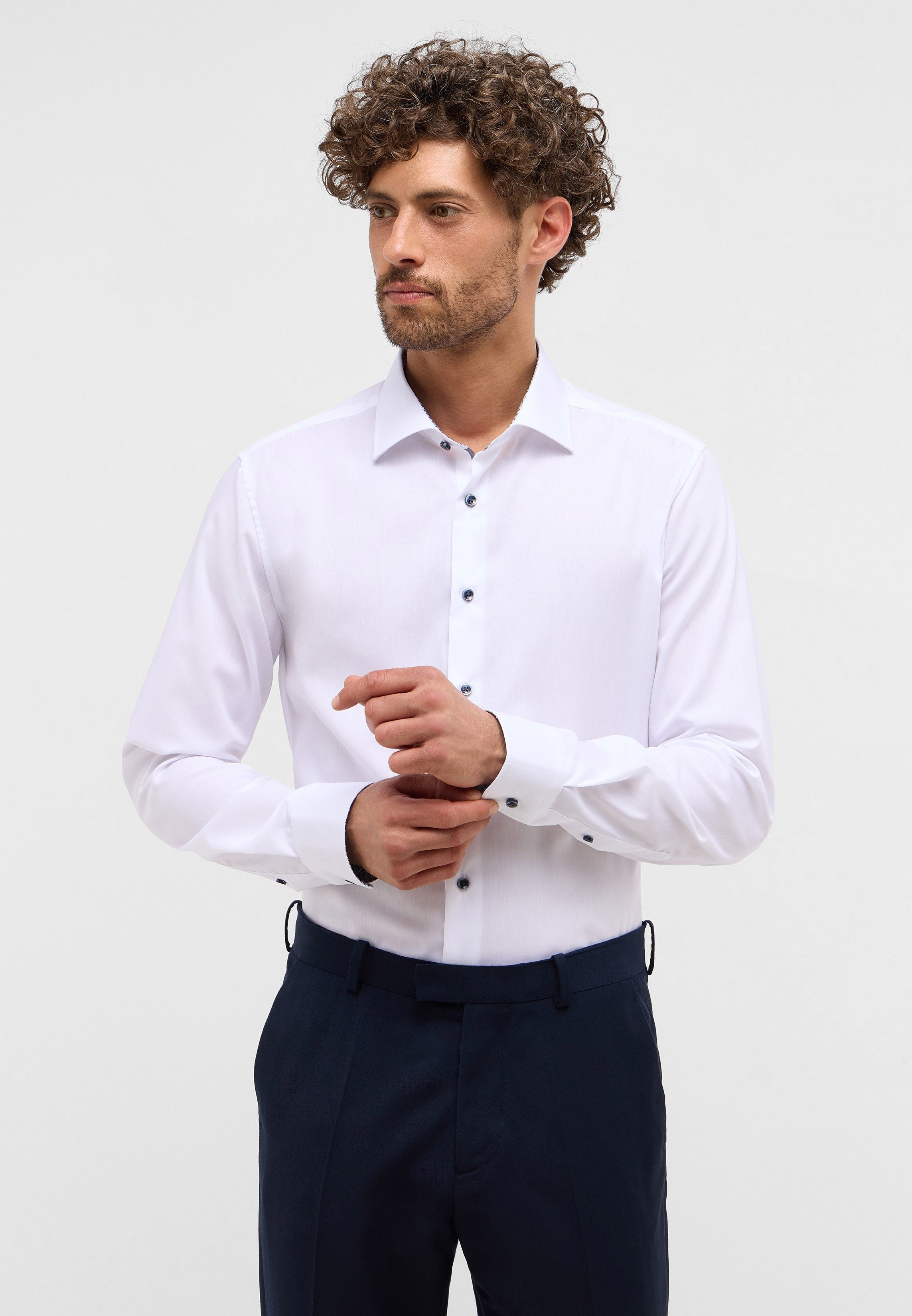 ETERNA SLIM FIT Langarm Hemd - Moonlit Porcelain - 1305-00-F140 von Eterna