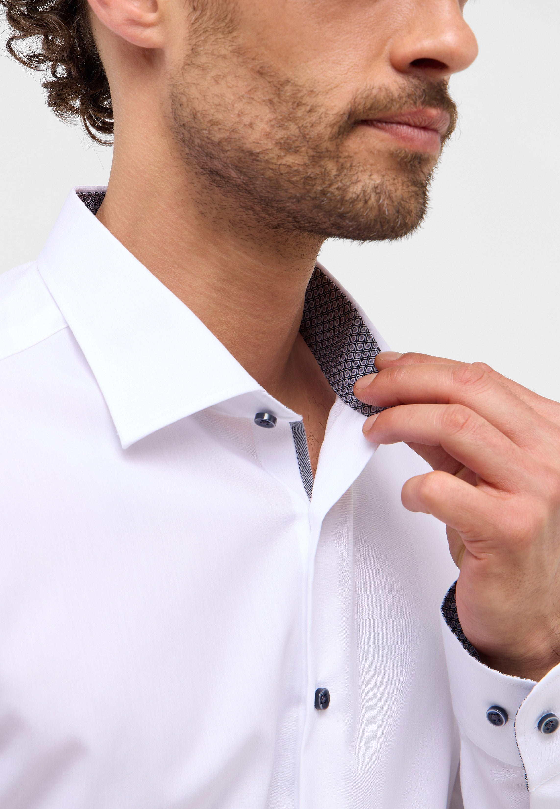 ETERNA SLIM FIT Langarm Hemd - Moonlit Porcelain - 1305-00-F140 von Eterna