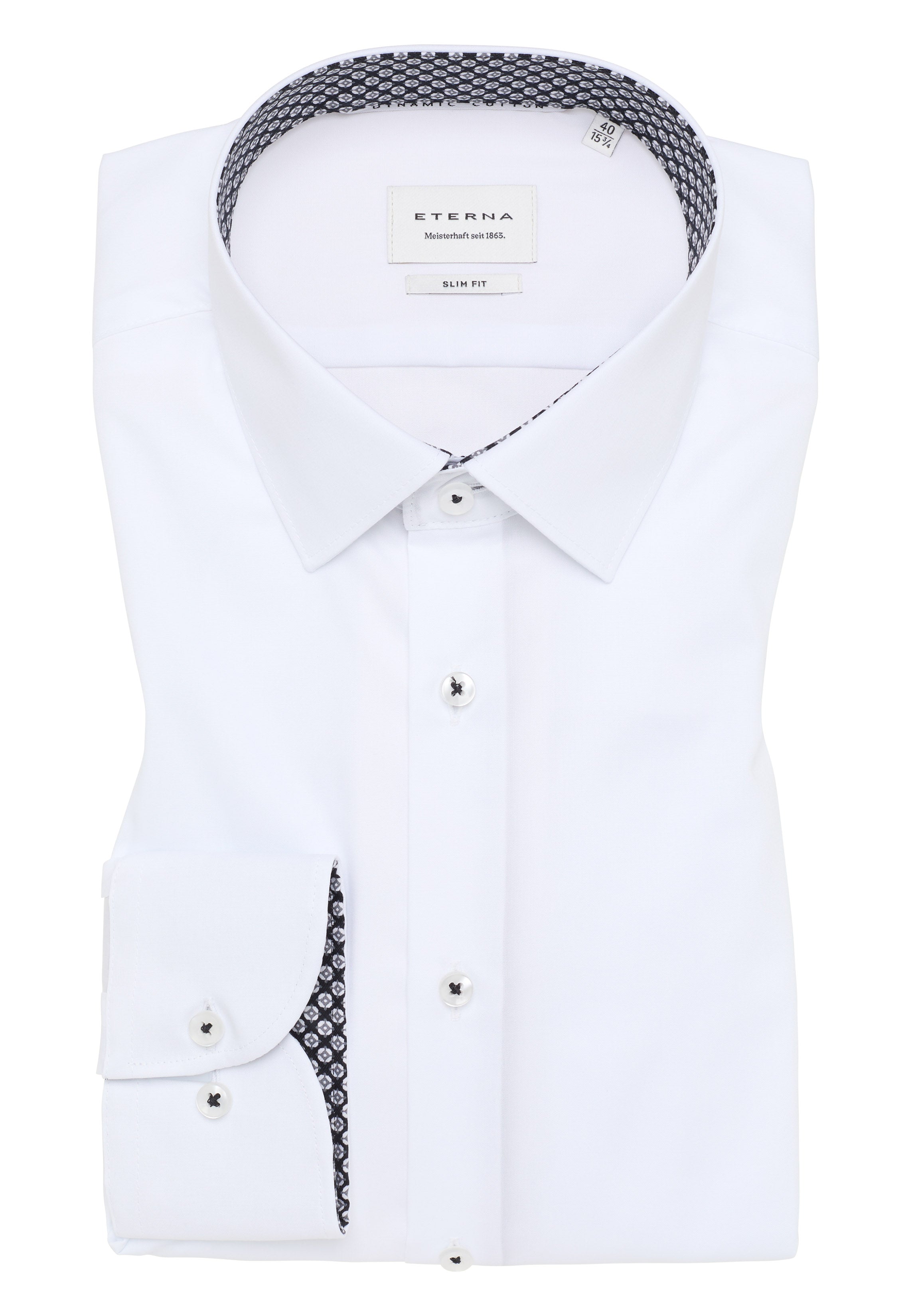 ETERNA SLIM FIT Natural Stretch Langarm Hemd - Pearl Linen White - 1282-00-F141