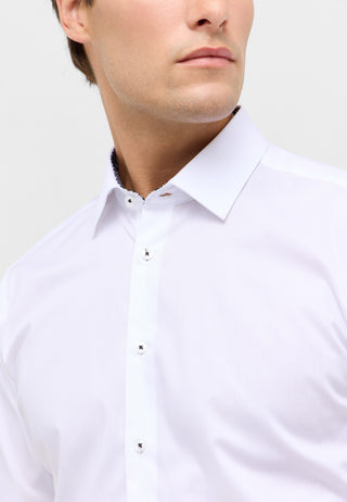 ETERNA SLIM FIT Natural Stretch Langarm Hemd - Pearl Linen White - 1282-00-F141