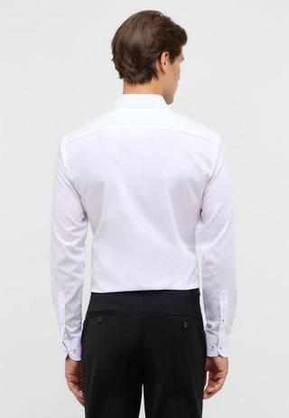 ETERNA SLIM FIT Natural Stretch Langarm Hemd - Pearl Linen White - 1282-00-F141