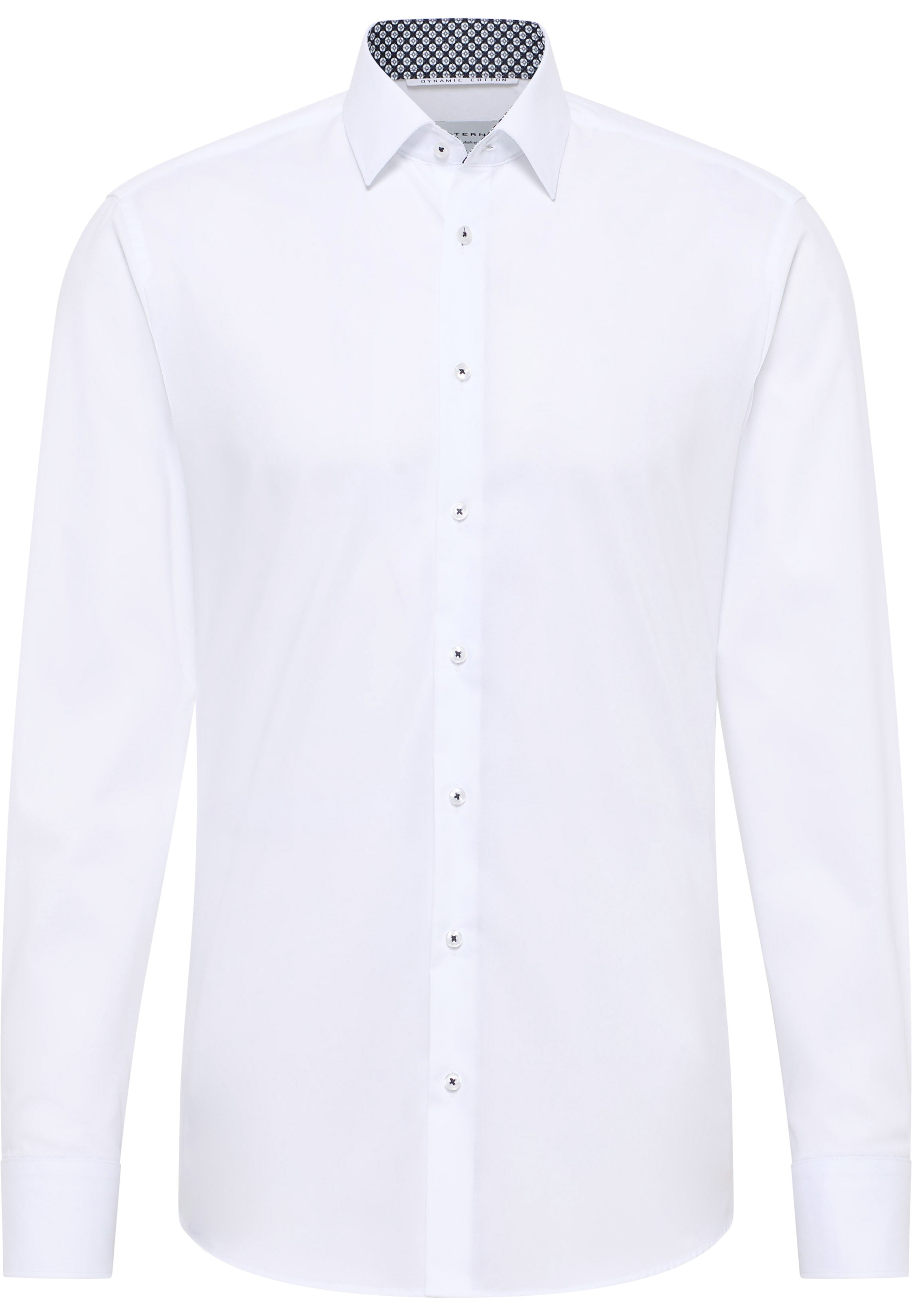 ETERNA SLIM FIT Natural Stretch Langarm Hemd - Pearl Linen White - 1282-00-F141