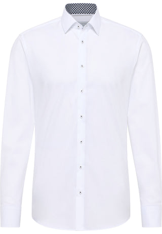 ETERNA SLIM FIT Natural Stretch Langarm Hemd - Pearl Linen White - 1282-00-F141