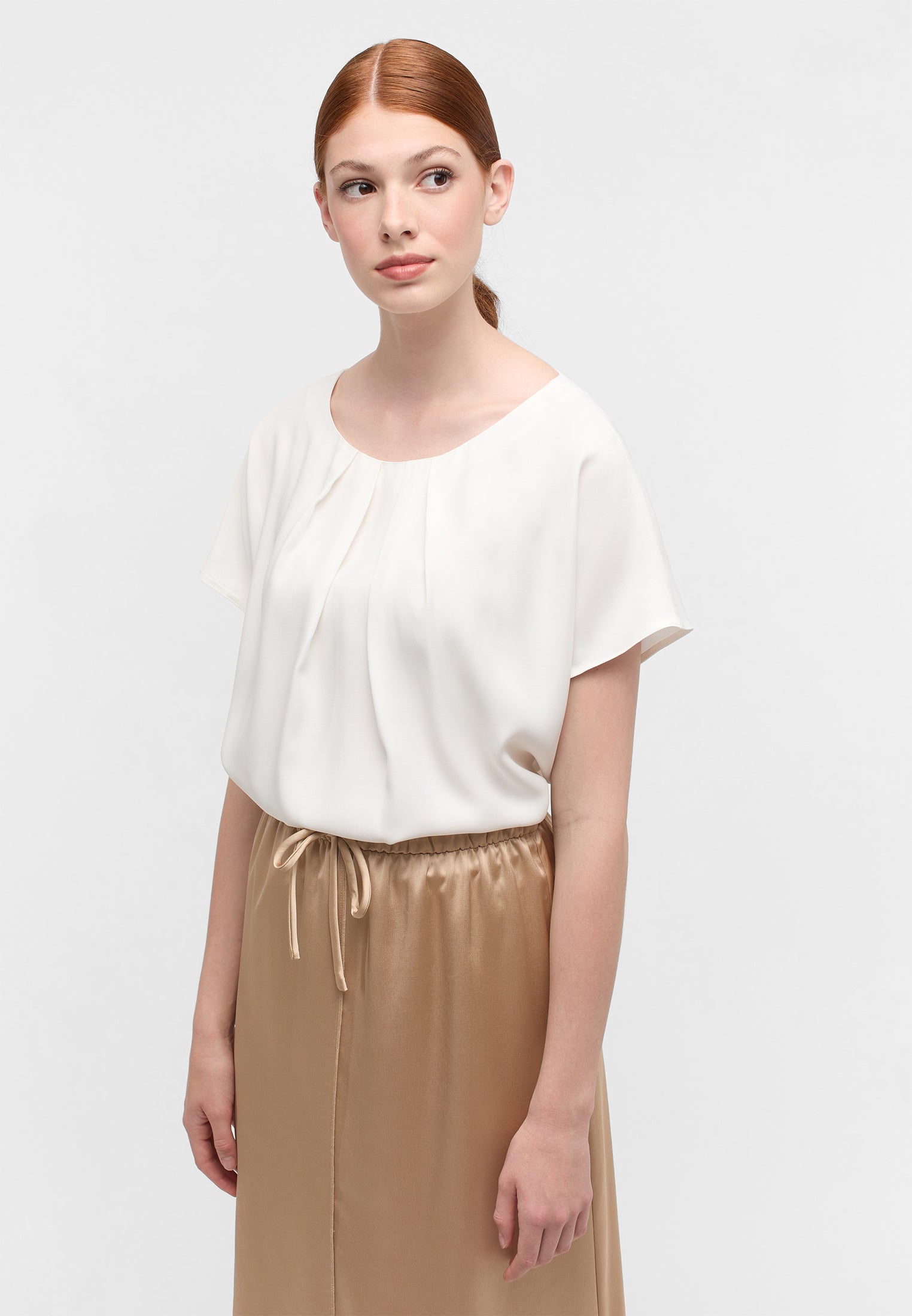 ETERNA LOOSE FIT Kurzarm Bluse - Pearl Cloud White - 5270-01-H305