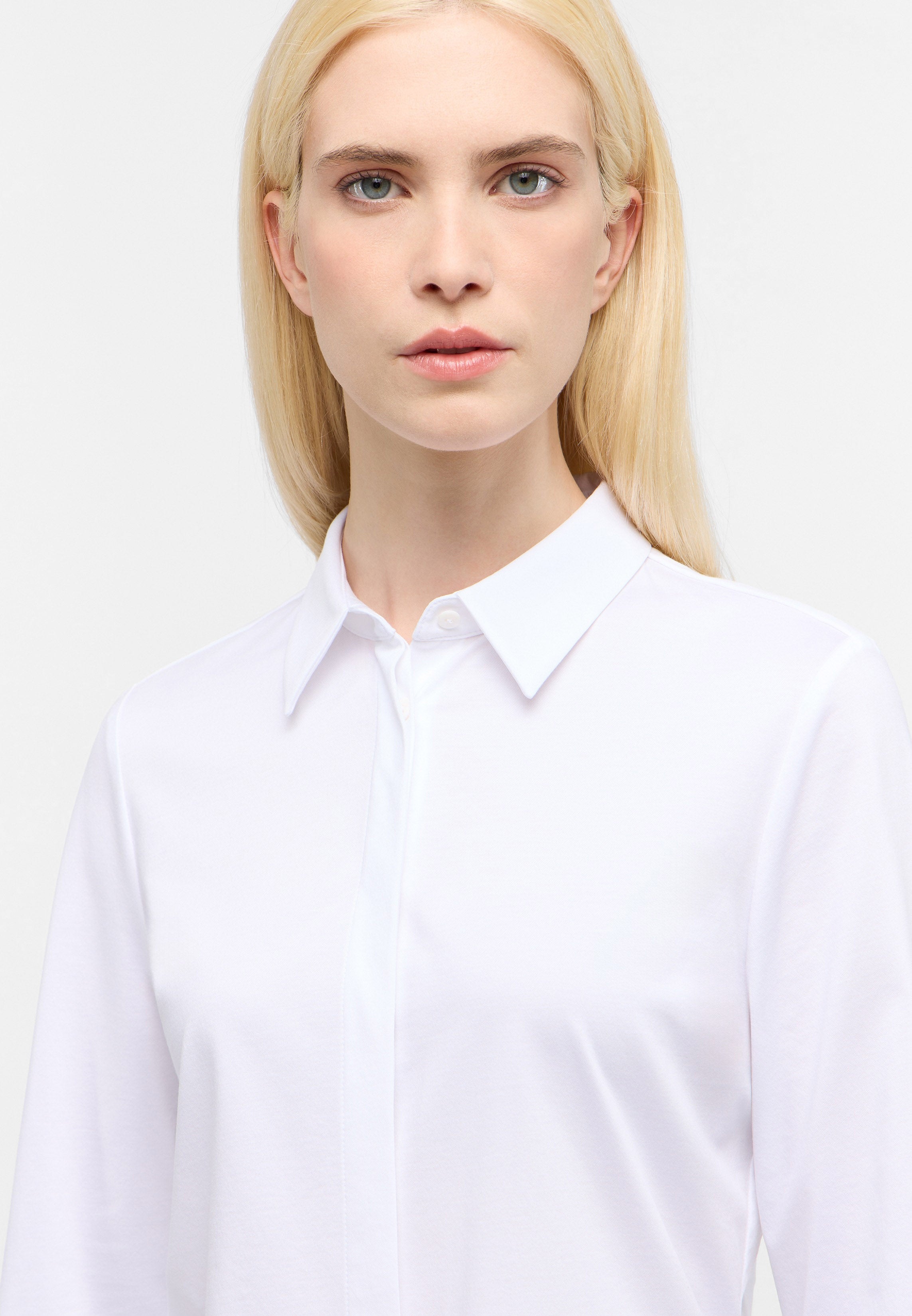 ETERNA FITTED Langarm Bluse - Crystal Linen White - 5780-00-DY70 von Eterna