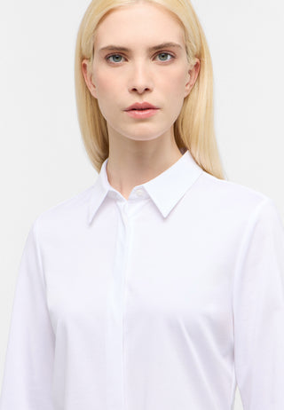 ETERNA FITTED Langarm Bluse - Crystal Linen White - 5780-00-DY70