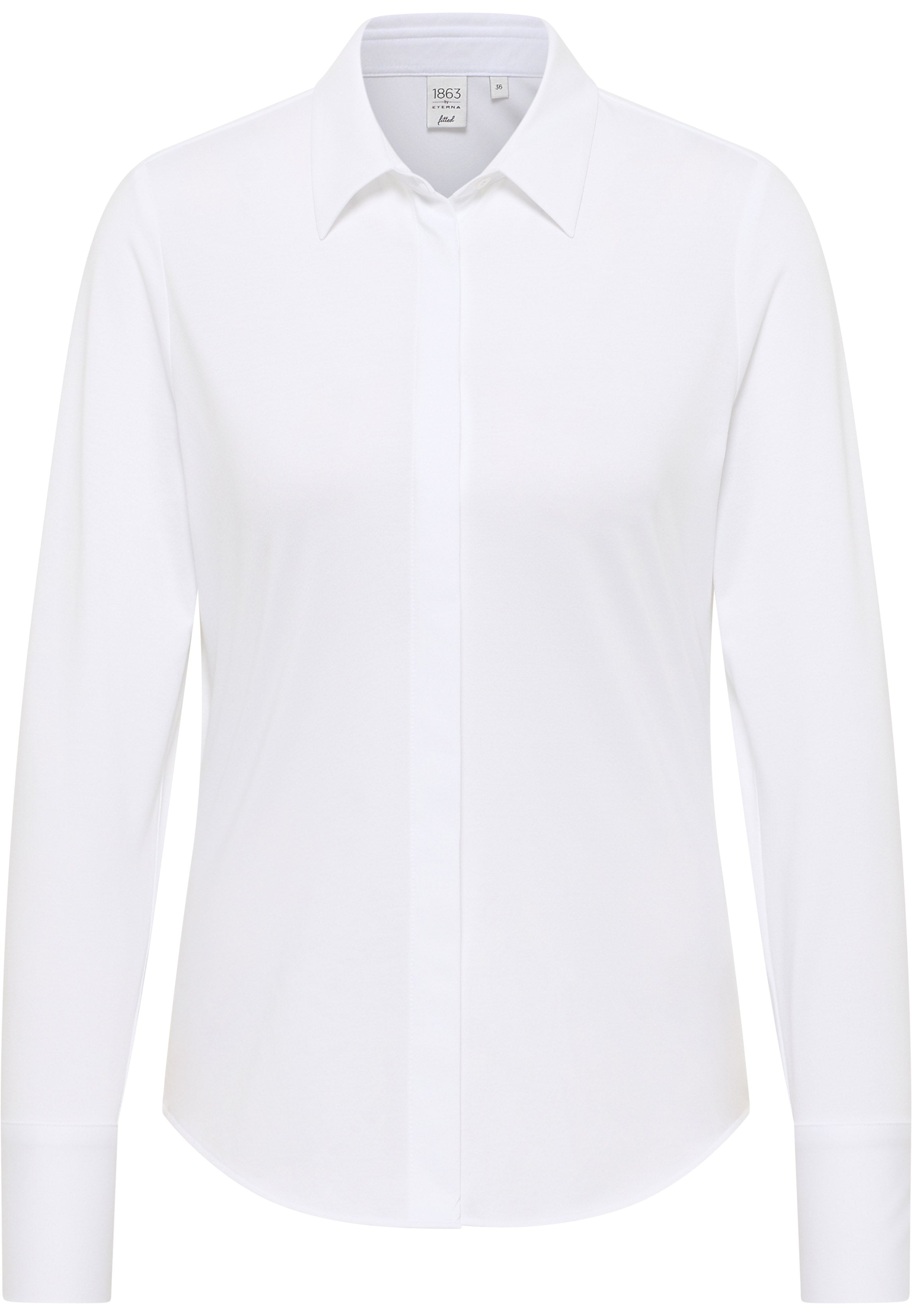 ETERNA FITTED Langarm Bluse - Crystal Linen White - 5780-00-DY70