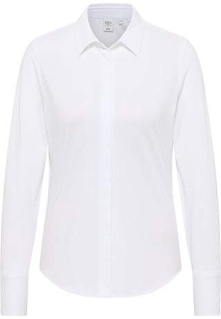 ETERNA FITTED Langarm Bluse - Crystal Linen White - 5780-00-DY70