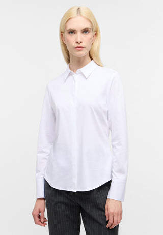 ETERNA FITTED Langarm Bluse - Crystal Linen White - 5780-00-DY70