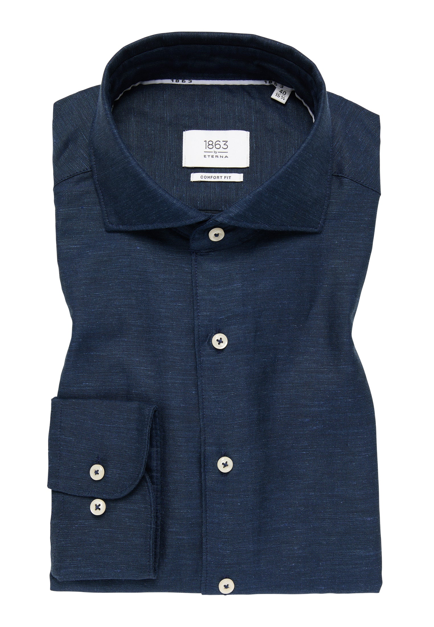 ETERNA 1863 COMFORT FIT Langarm Hemd - Midnight Linen Navy - 2355-19-ES9V