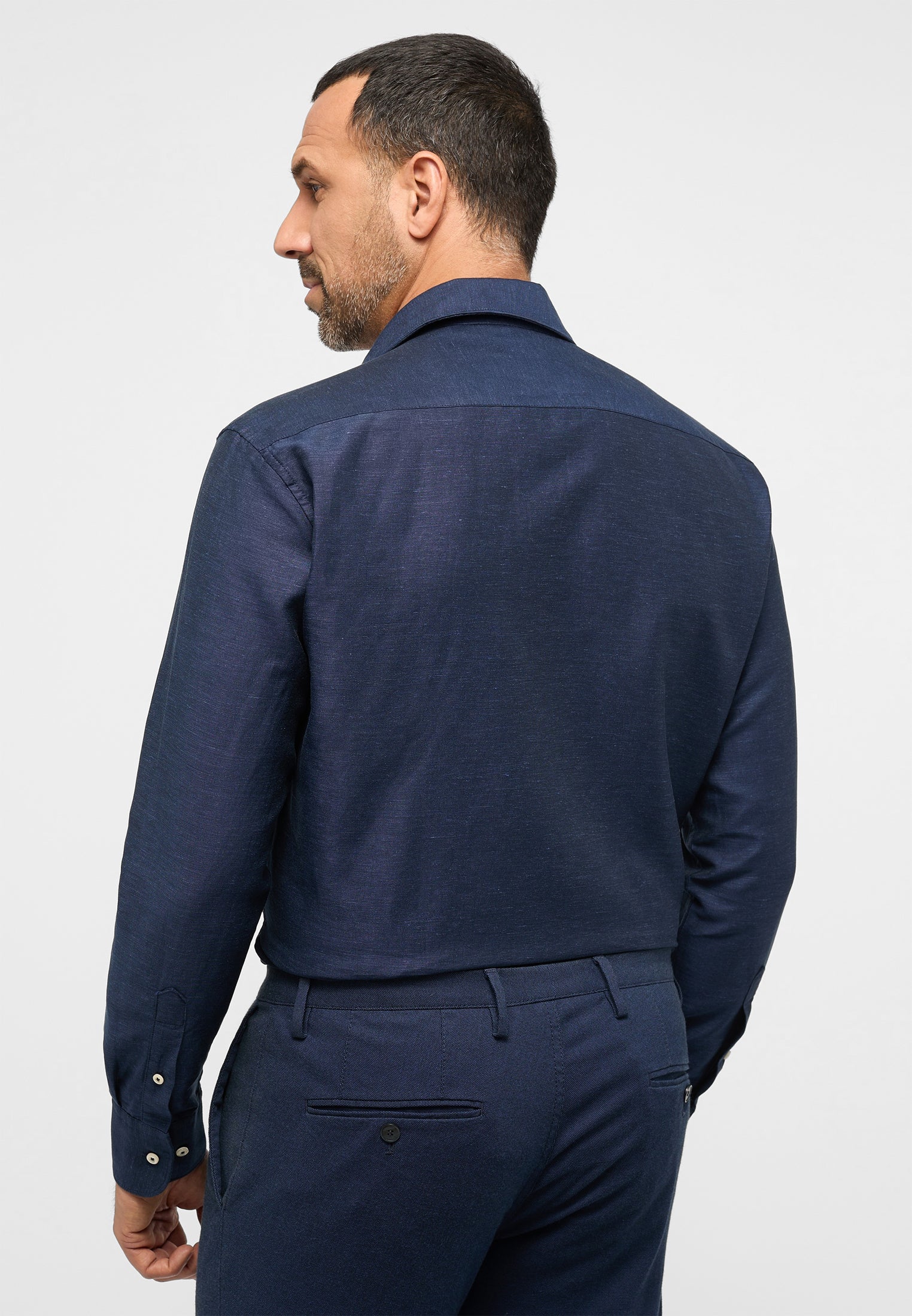 ETERNA 1863 COMFORT FIT Langarm Hemd - Midnight Linen Navy - 2355-19-ES9V von Eterna