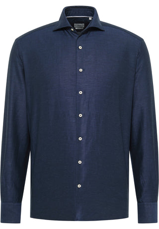 ETERNA 1863 COMFORT FIT Langarm Hemd - Midnight Linen Navy - 2355-19-ES9V
