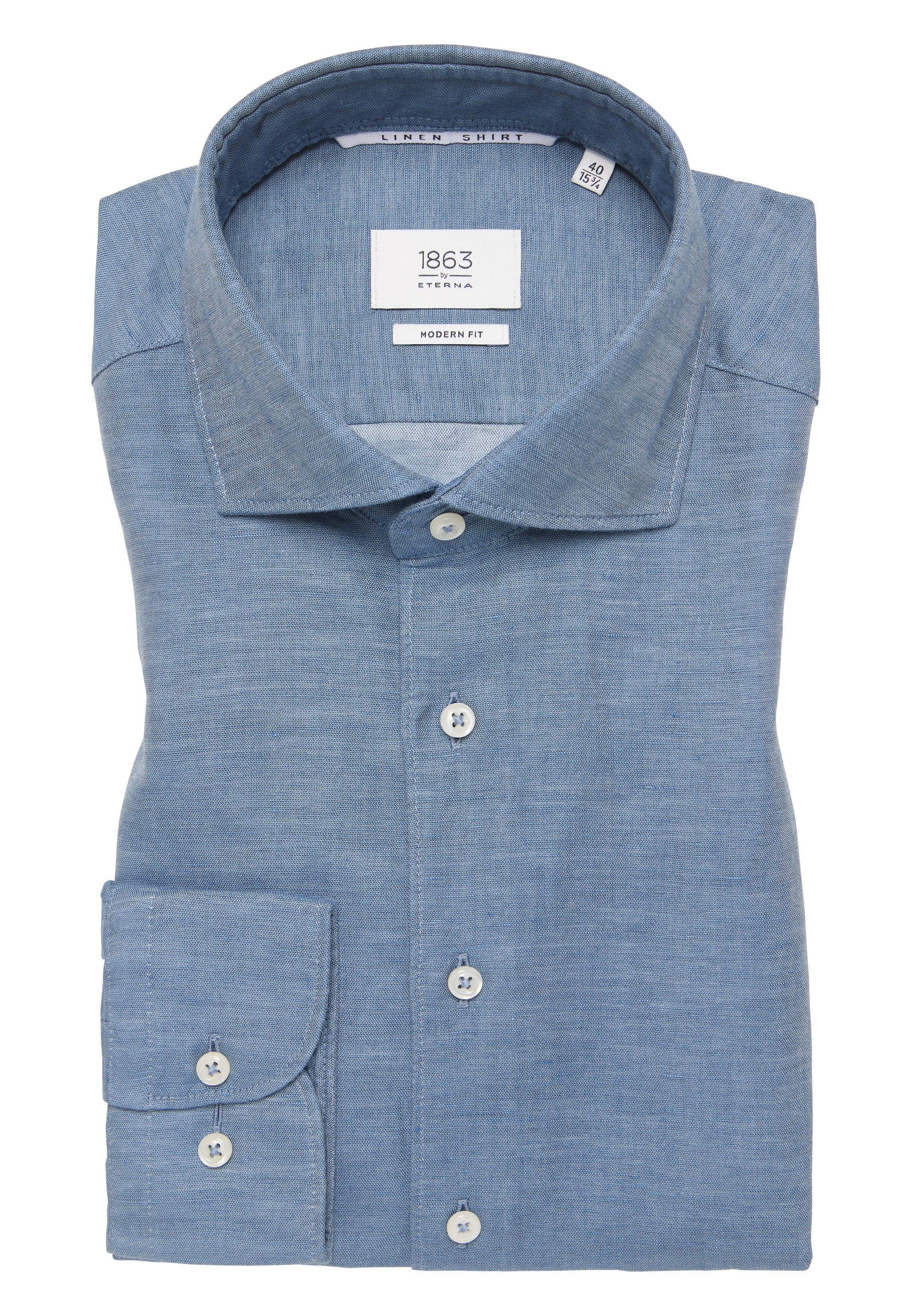 ETERNA 1863 Modern Fit Langarm Hemd - Blue Harbour Linen - 2355-18-XS82
