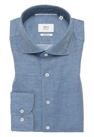 ETERNA 1863 Modern Fit Langarm Hemd - Blue Harbour Linen - 2355-18-XS82