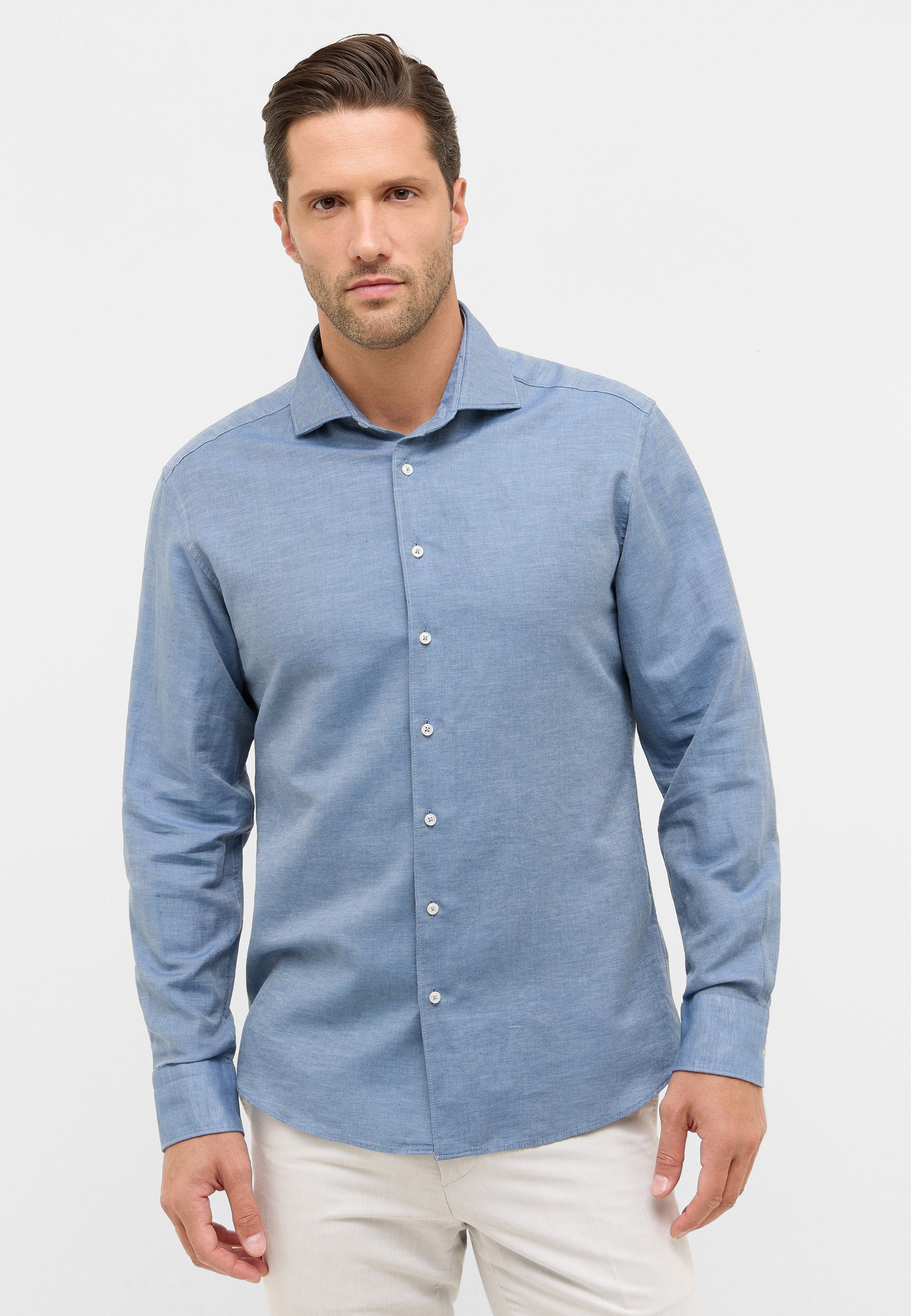 ETERNA 1863 Modern Fit Langarm Hemd - Blue Harbour Linen - 2355-18-XS82 von Eterna