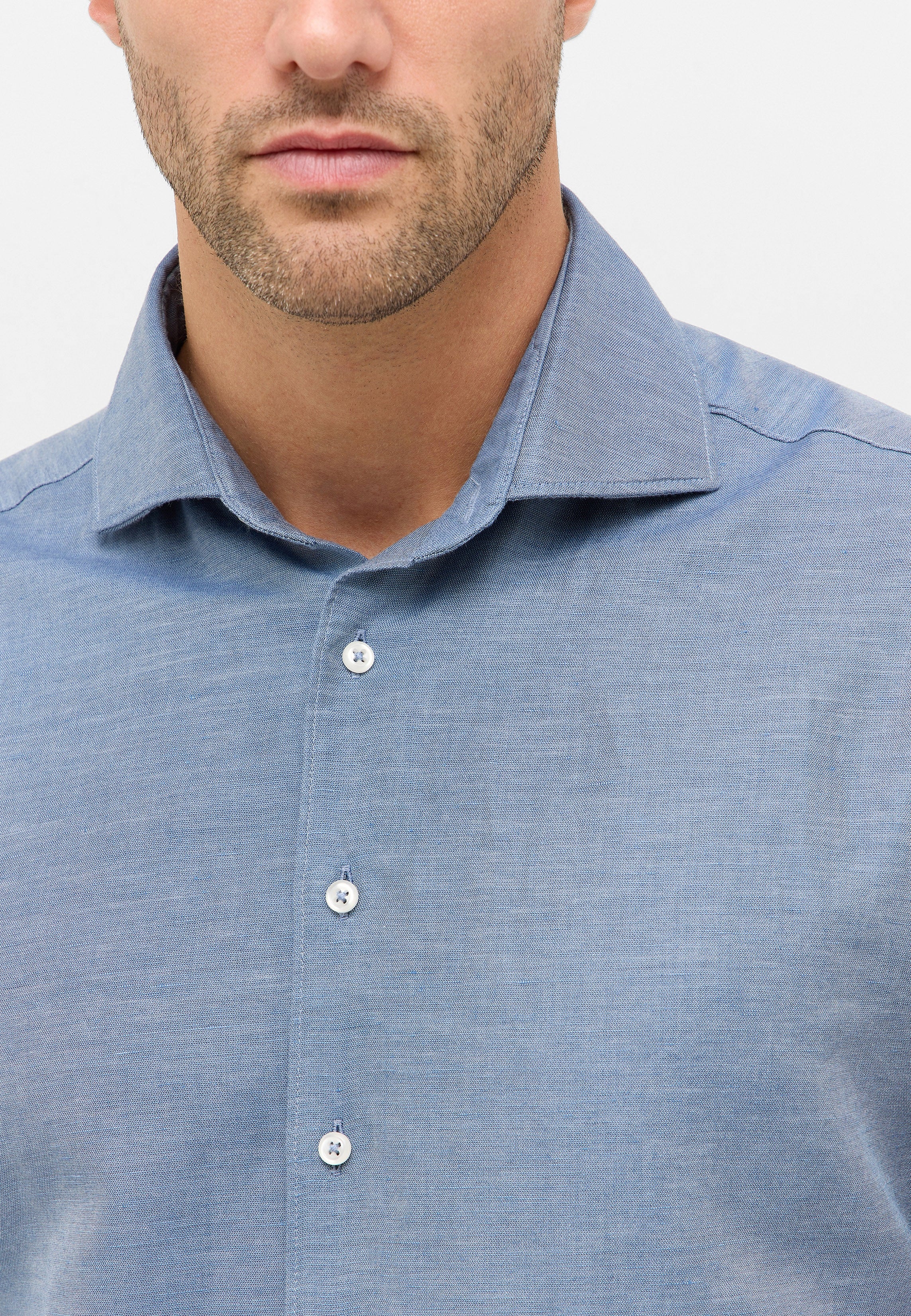 ETERNA 1863 Modern Fit Langarm Hemd - Blue Harbour Linen - 2355-18-XS82 von Eterna