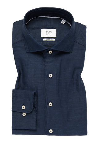 ETERNA 1863 by ETERNA MODERN FIT Langarm Hemd - Midnight Indigo Weave - 2355-19-XS82