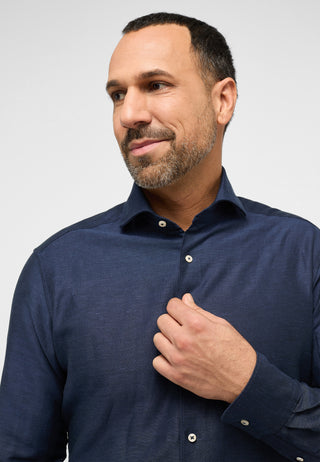 ETERNA 1863 by ETERNA MODERN FIT Langarm Hemd - Midnight Indigo Weave - 2355-19-XS82