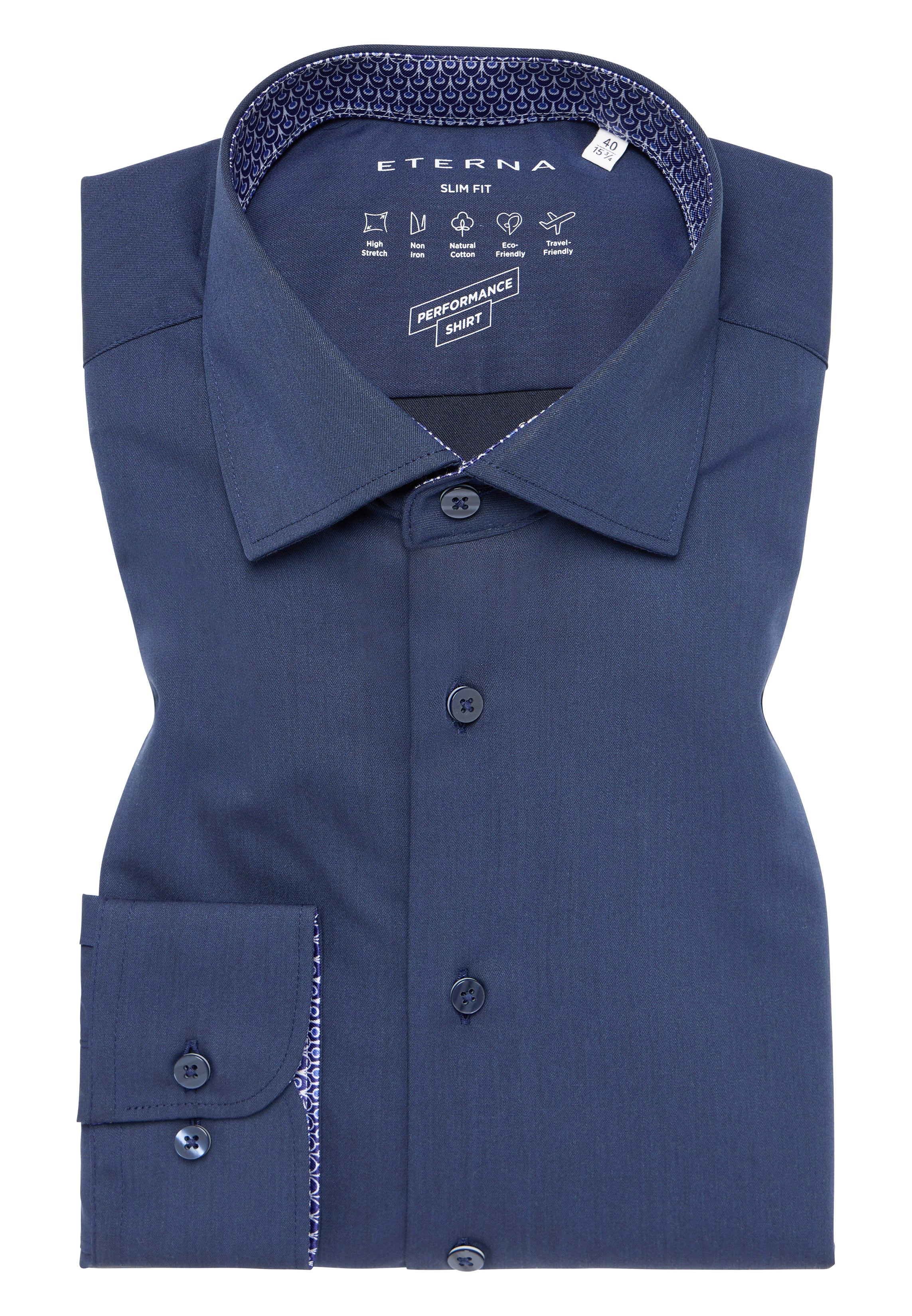 ETERNA SLIM FIT Performance Shirt - Ocean Harbor Navy - 4194-19-F140