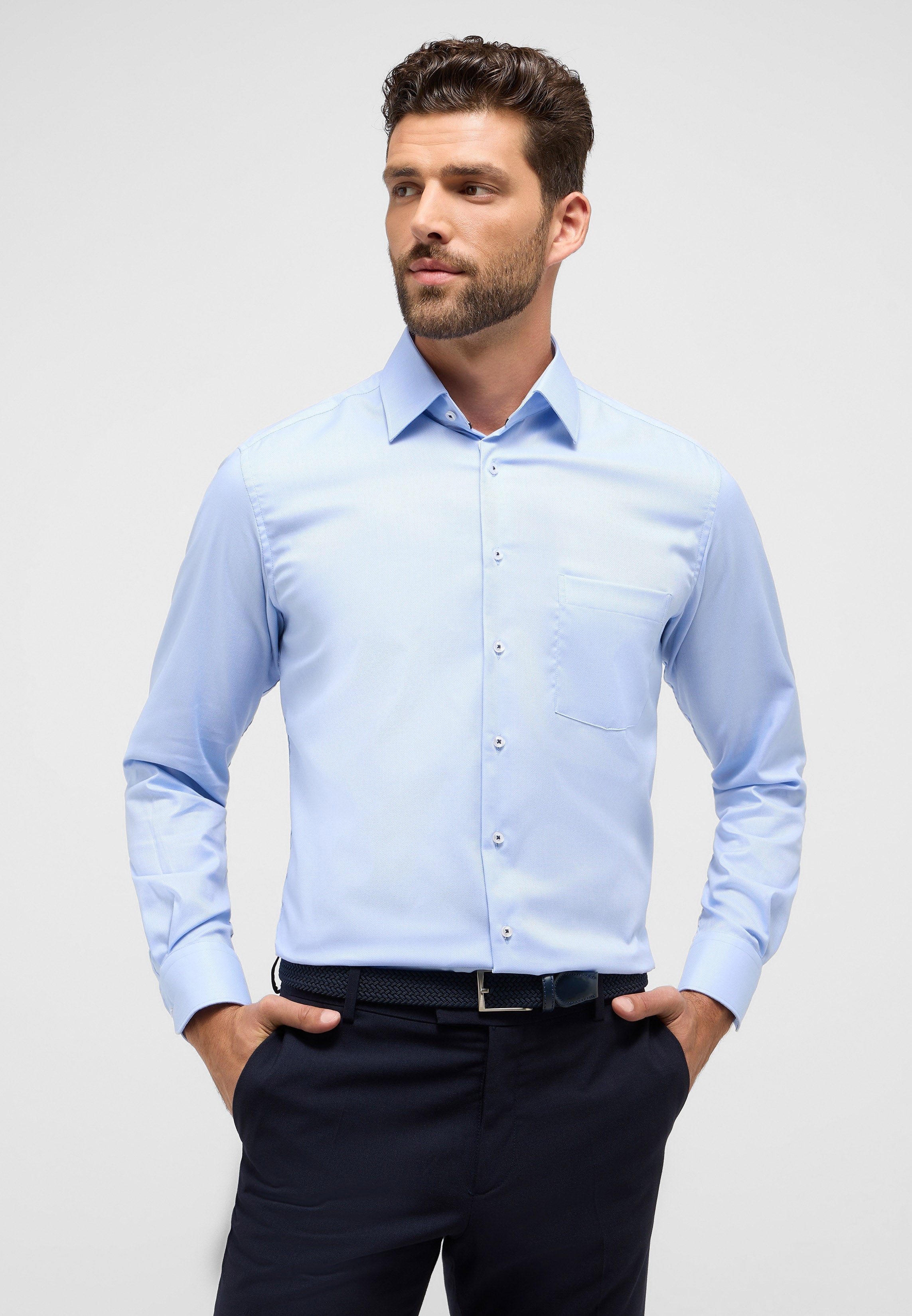 ETERNA MODERN FIT Langarm Hemd - Skywell Blue - 8464-12-X181 von Eterna