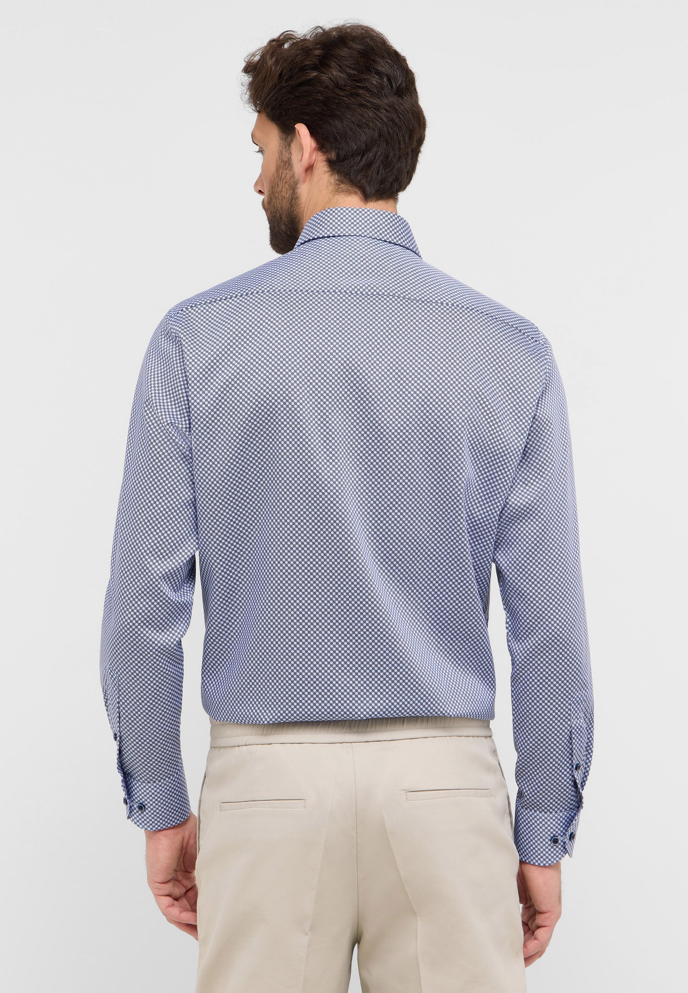 ETERNA COMFORT FIT Langarm Hemd - Blue Grid Breeze - 4220-14-E181 von Eterna