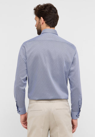 ETERNA COMFORT FIT Langarm Hemd - Blue Grid Breeze - 4220-14-E181