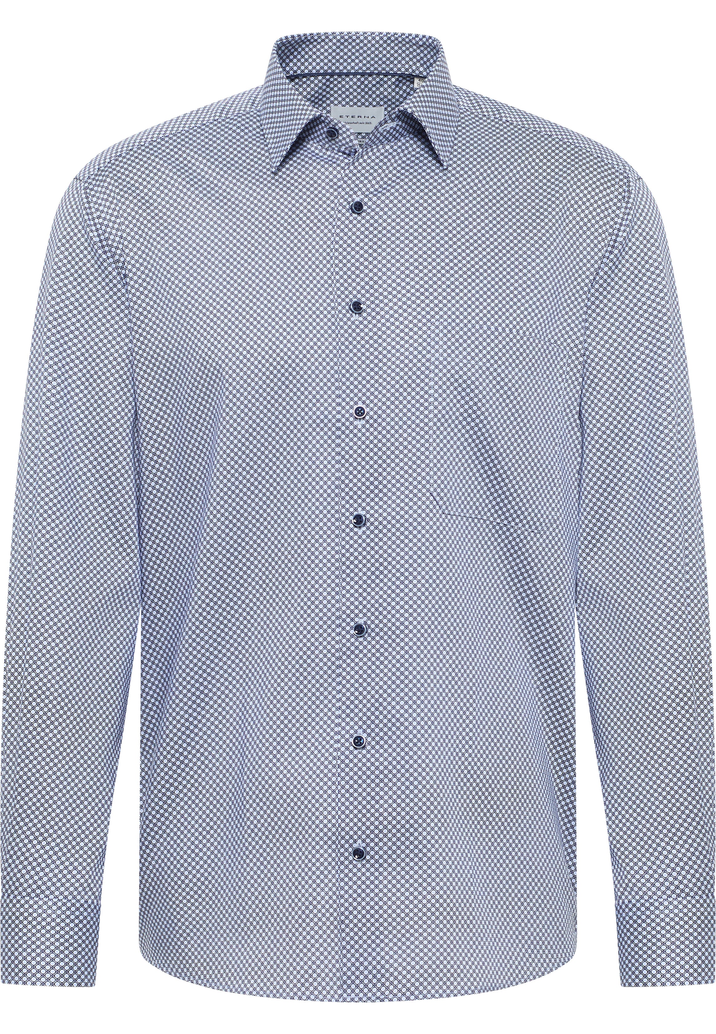 ETERNA COMFORT FIT Langarm Hemd - Blue Grid Breeze - 4220-14-E181
