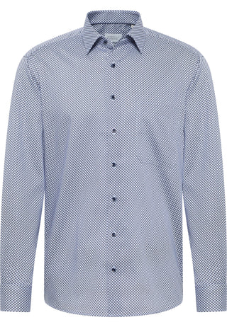 ETERNA COMFORT FIT Langarm Hemd - Blue Grid Breeze - 4220-14-E181