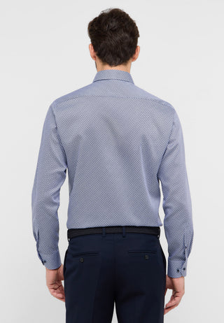ETERNA MODERN FIT Langarm Hemd - Midnight Grid Blue - 4220-14-X181