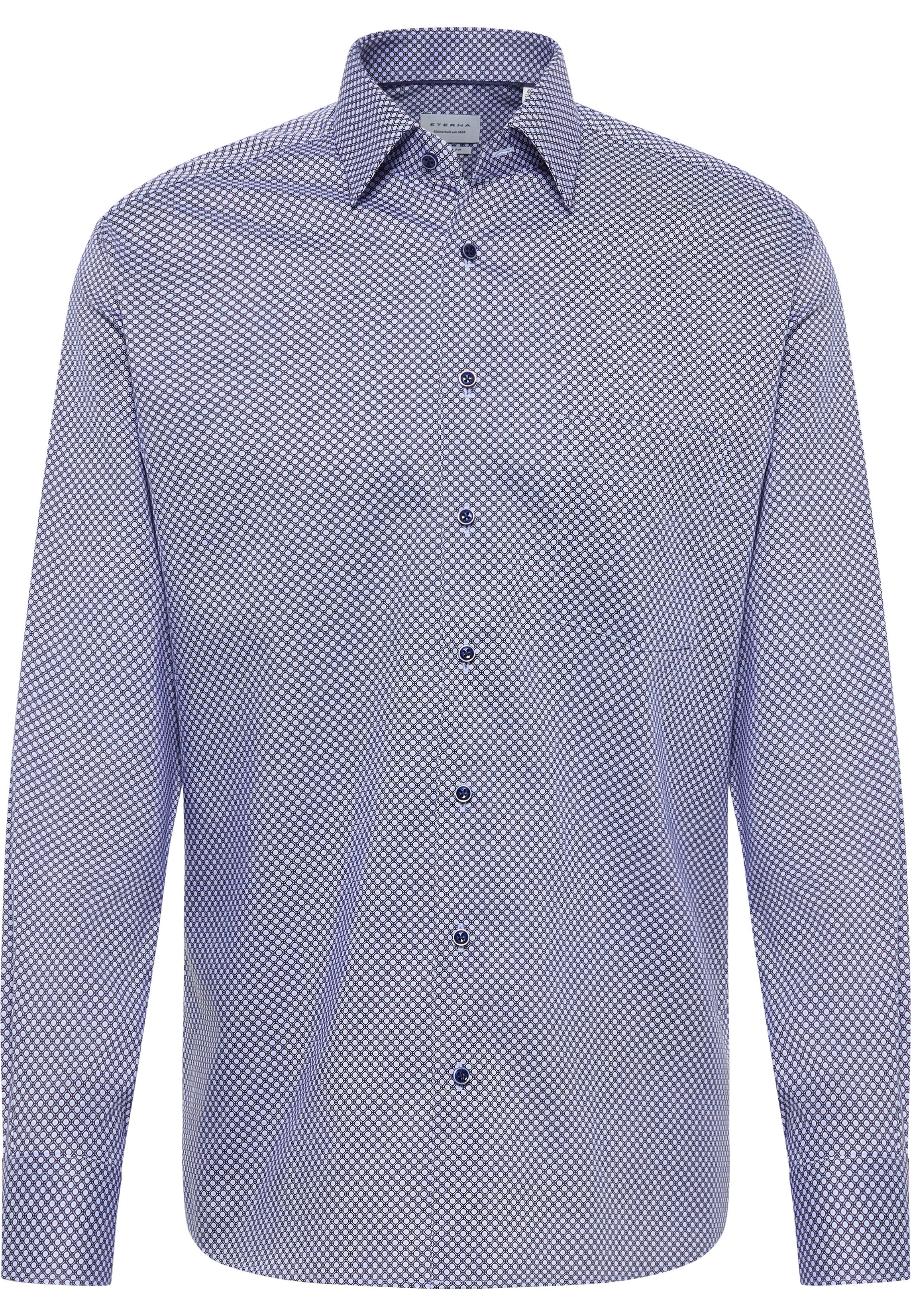 ETERNA MODERN FIT Langarm Hemd - Midnight Grid Blue - 4220-14-X181