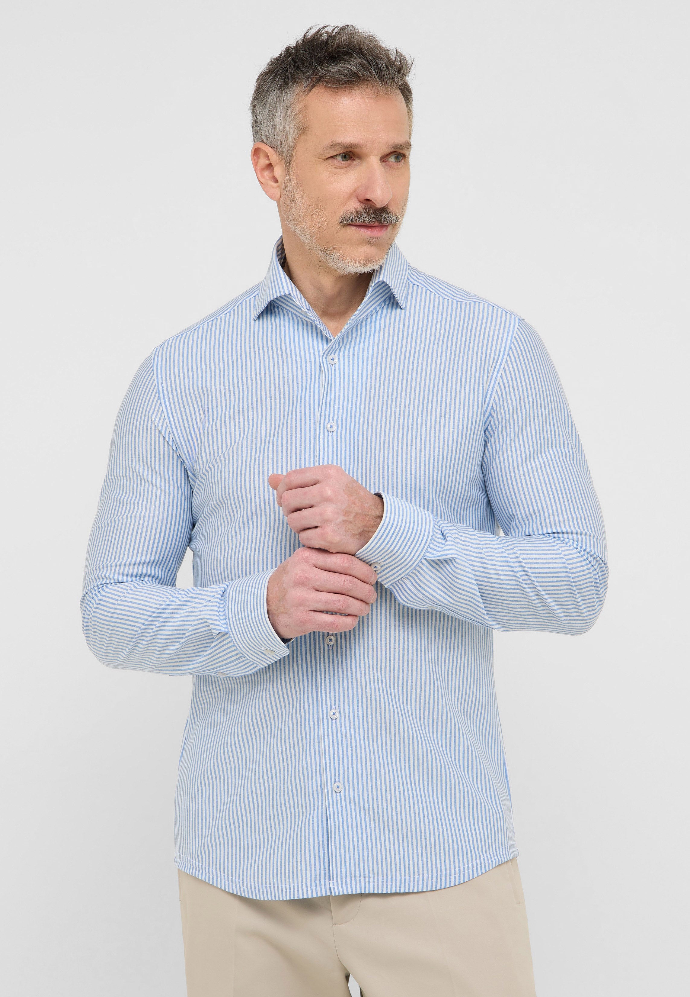 ETERNA 1863 Slim Fit Langarm Hemd - Skystripe Blue - 2123-14-YSV1 von Eterna