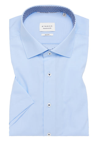 ETERNA SLIM FIT Kurzarm Hemd - Sky Popeline - 1304-10-G140