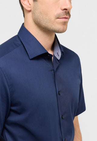 ETERNA Slim Fit Kurzarm Hemd - Midnight Cobalt Poplin - 1304-19-G140