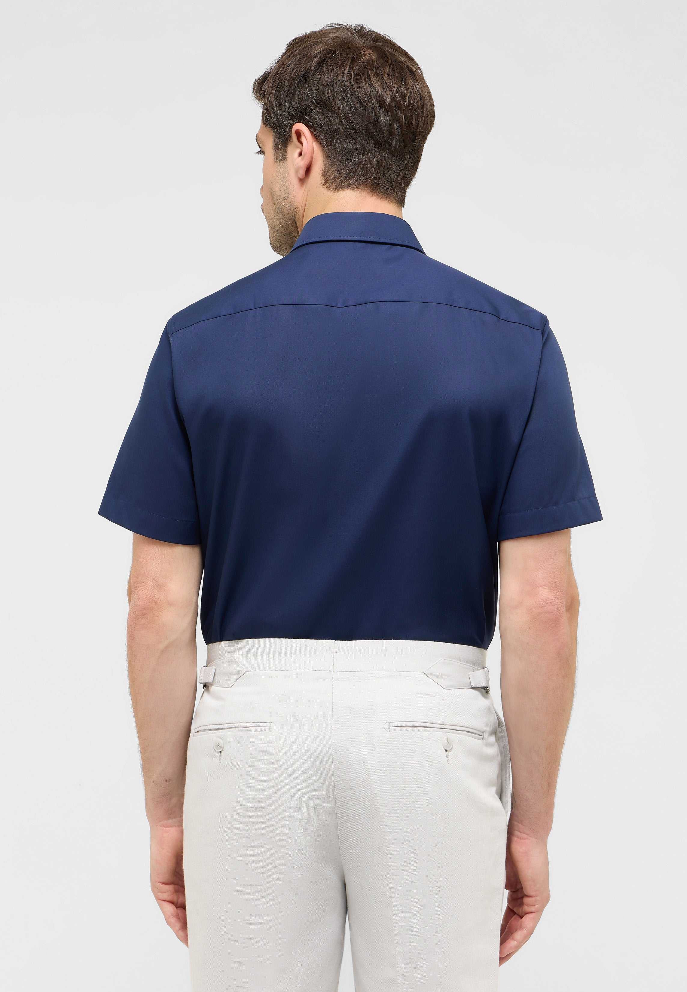ETERNA Slim Fit Kurzarm Hemd - Midnight Cobalt Poplin - 1304-19-G140 von Eterna