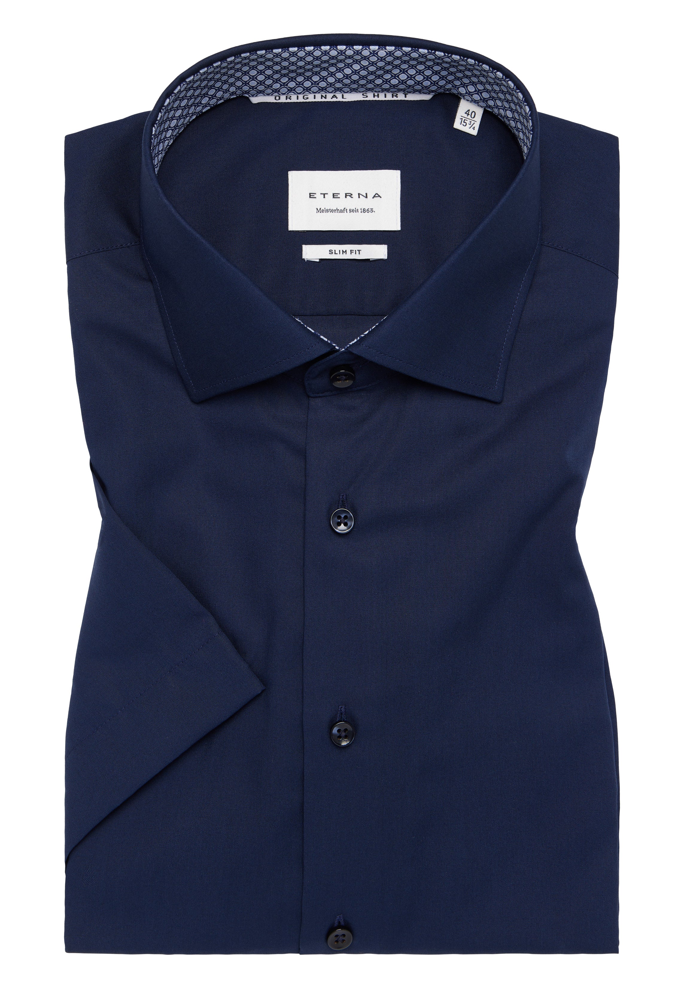 ETERNA Slim Fit Kurzarm Hemd - Midnight Cobalt Poplin - 1304-19-G140