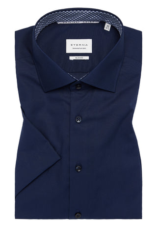 ETERNA Slim Fit Kurzarm Hemd - Midnight Cobalt Poplin - 1304-19-G140