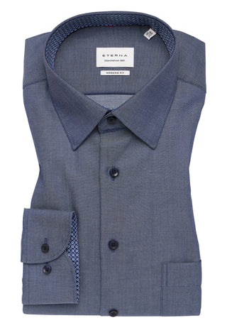 ETERNA MODERN FIT Langarm Hemd - Midnight Herringbone - 1007-17-X141