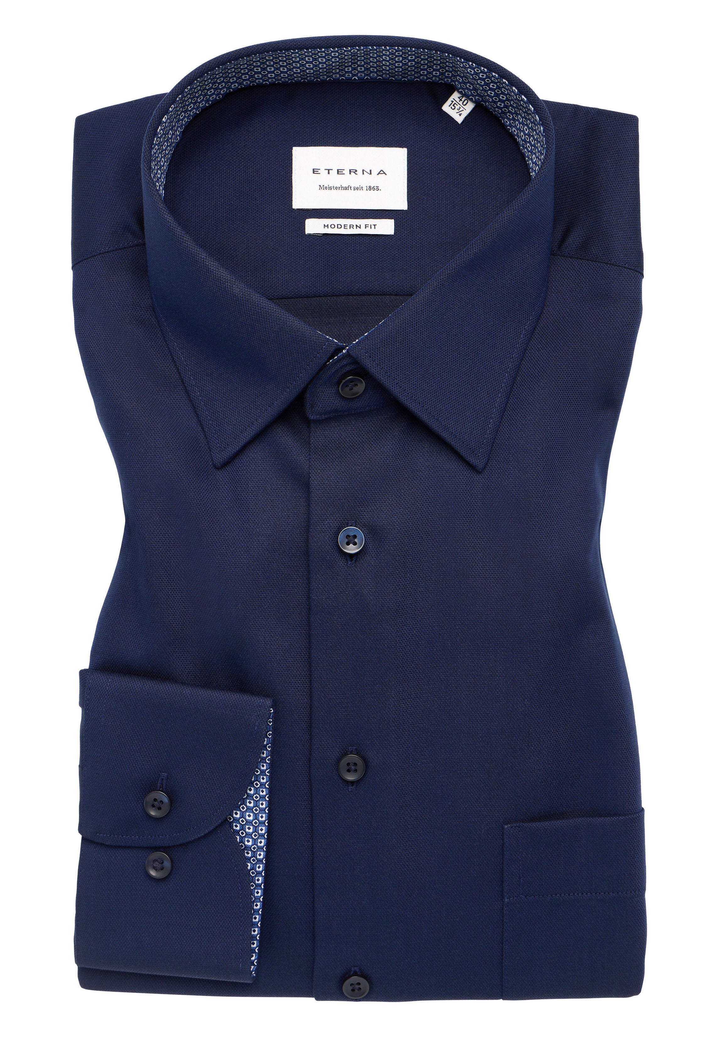 ETERNA MODERN FIT Langarm Hemd - Midnight Riviera - 1007-19-X141