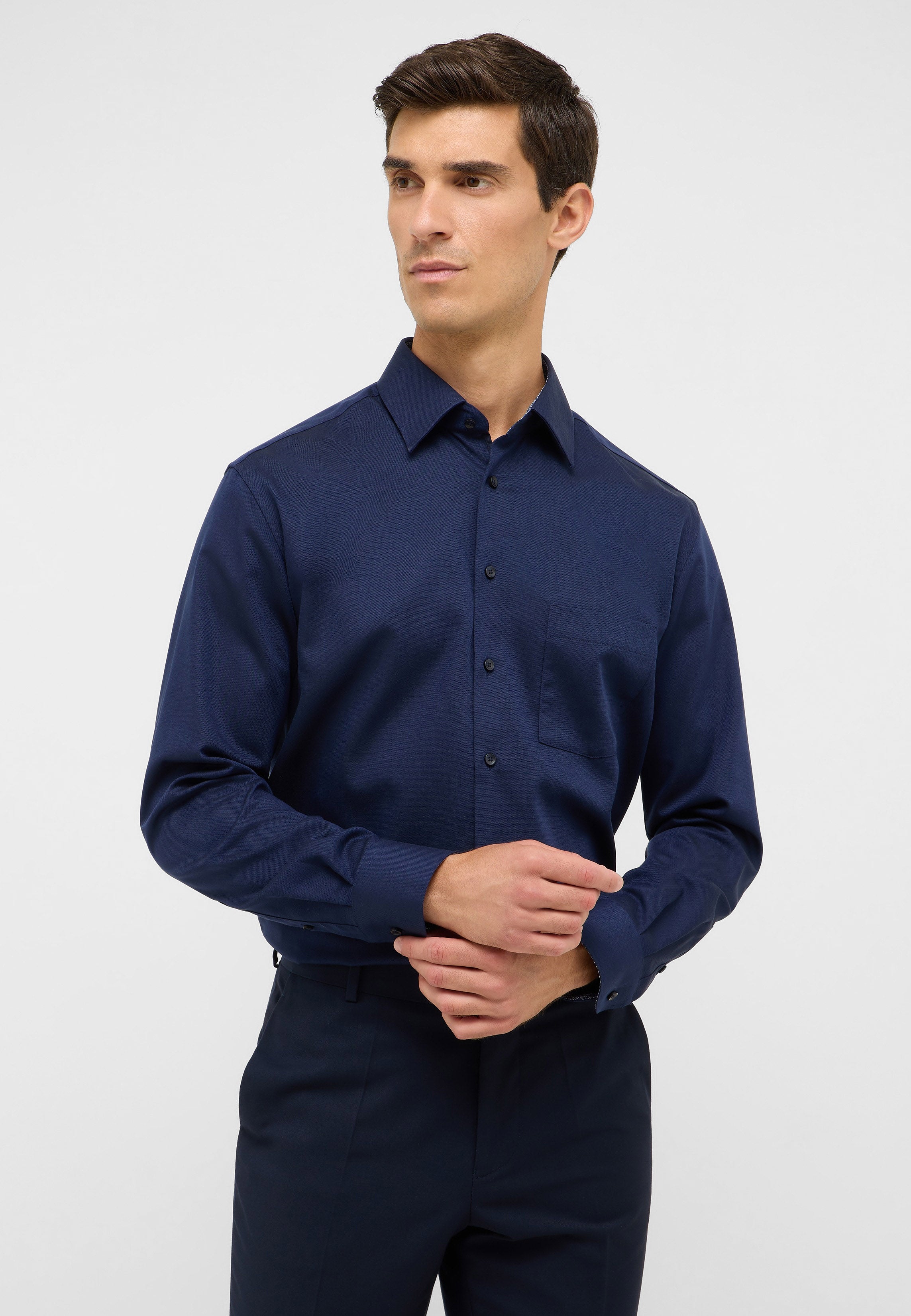 ETERNA MODERN FIT Langarm Hemd - Midnight Riviera - 1007-19-X141 von Eterna