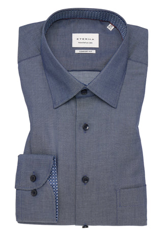 ETERNA COMFORT FIT Langarm Hemd - Stone Washed Navy - 1007-17-E141