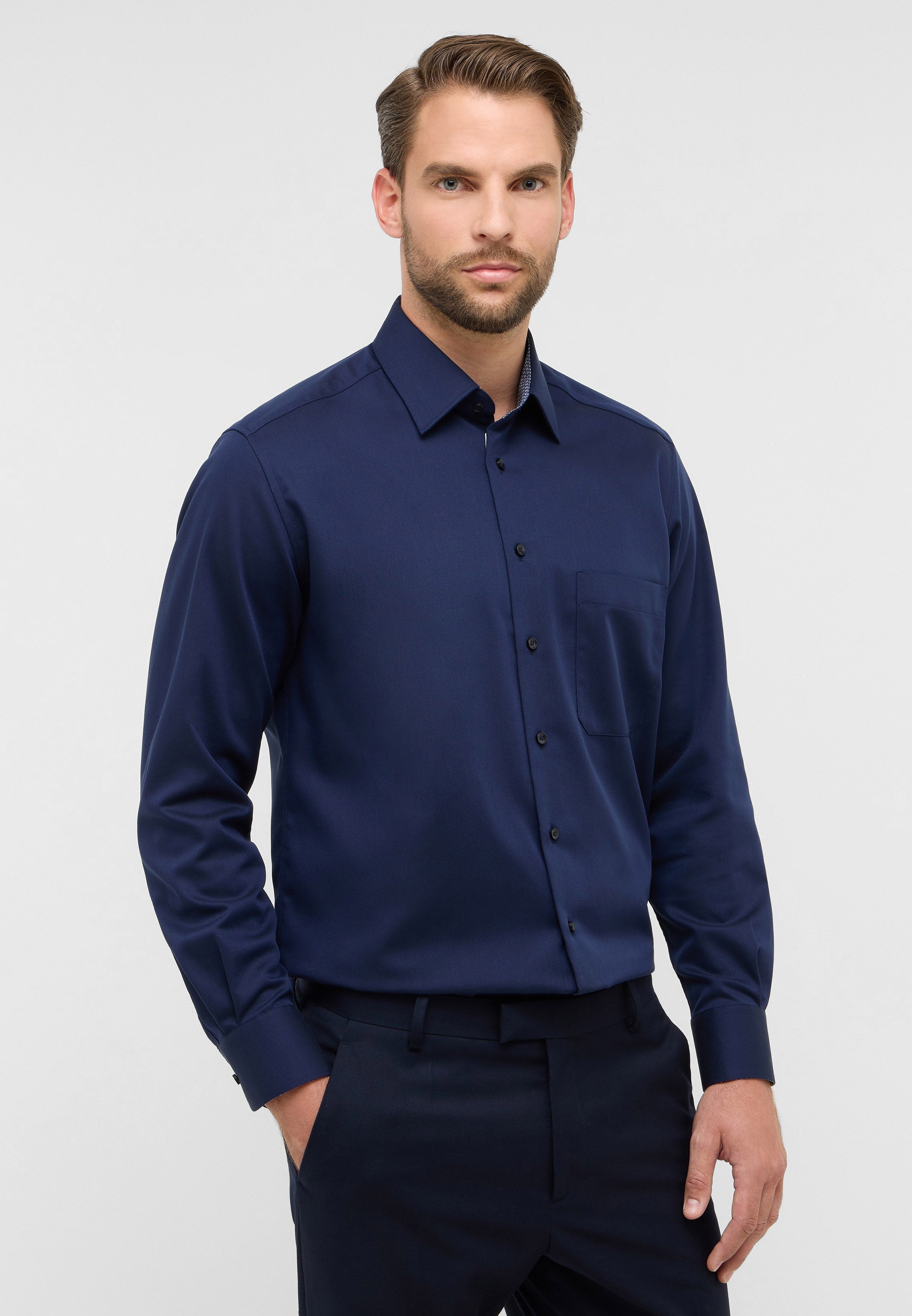 ETERNA COMFORT FIT Langarm Hemd - Midnight Sapphire Blue - 1007-19-E141 von Eterna