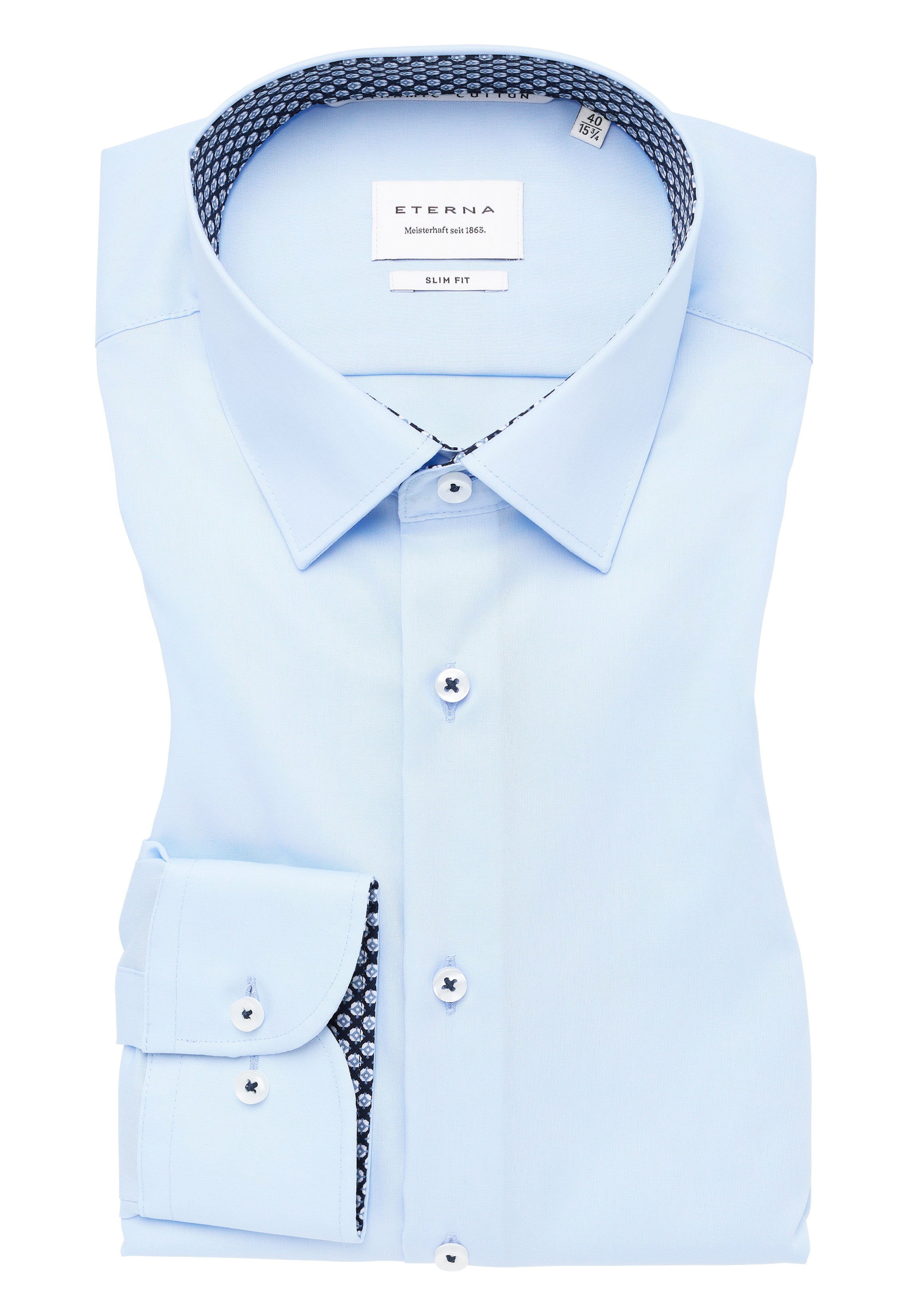 ETERNA Slim Fit Natural Stretch Langarm Hemd - Sky Harbor Blue - 1082-11-F141
