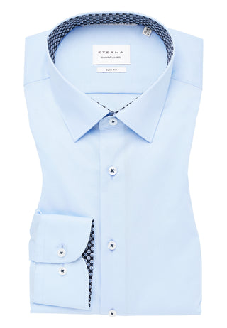 ETERNA Slim Fit Natural Stretch Langarm Hemd - Sky Harbor Blue - 1082-11-F141