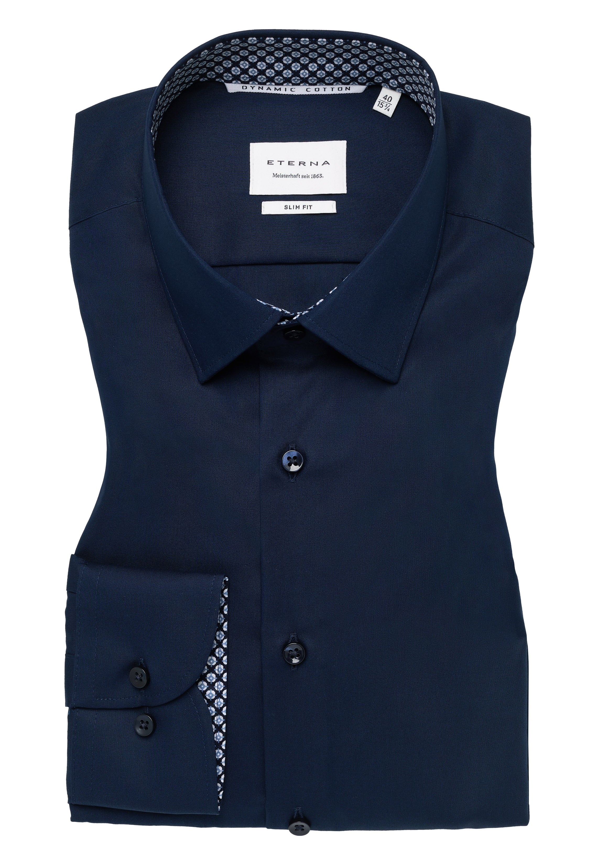 ETERNA Slim Fit Natural Stretch Langarm Hemd - Deep Navy Dusk - 1082-19-F141