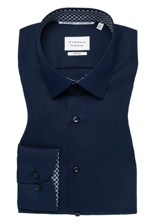 ETERNA Slim Fit Natural Stretch Langarm Hemd - Deep Navy Dusk - 1082-19-F141