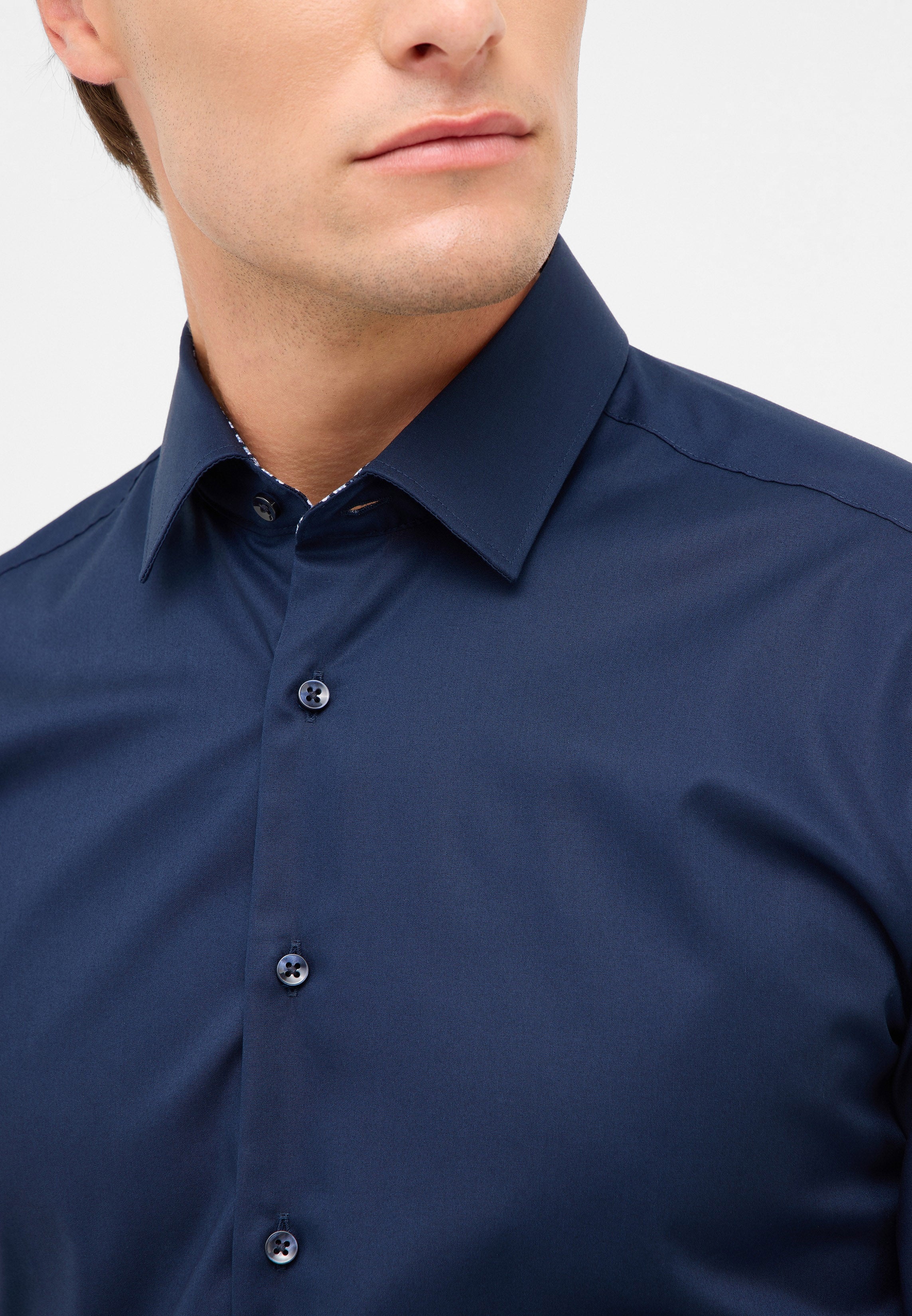 ETERNA Slim Fit Natural Stretch Langarm Hemd - Deep Navy Dusk - 1082-19-F141 von Eterna