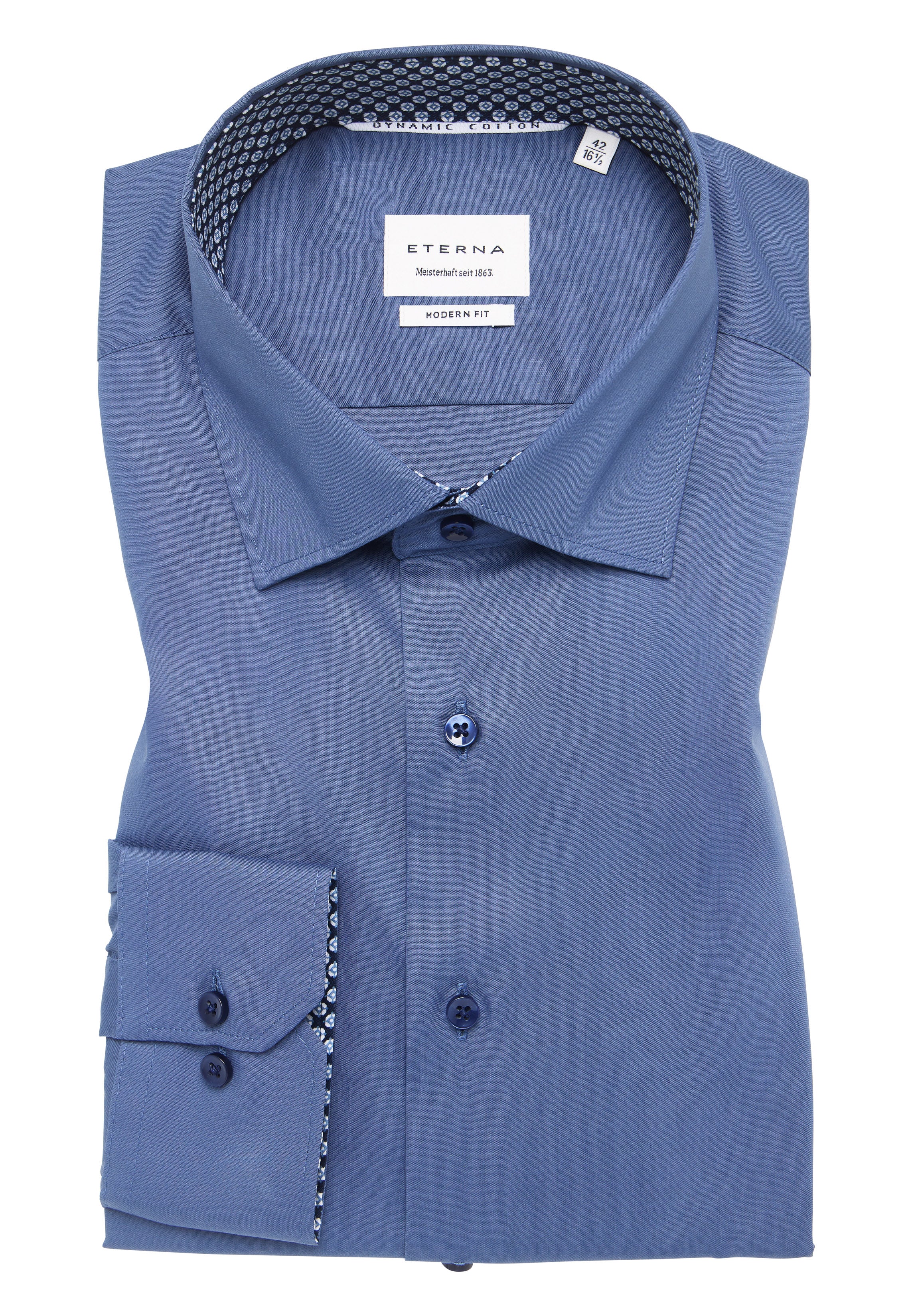 ETERNA MODERN FIT Natural Stretch Hemd - Ocean Harbor Navy - 1082-17-X14K