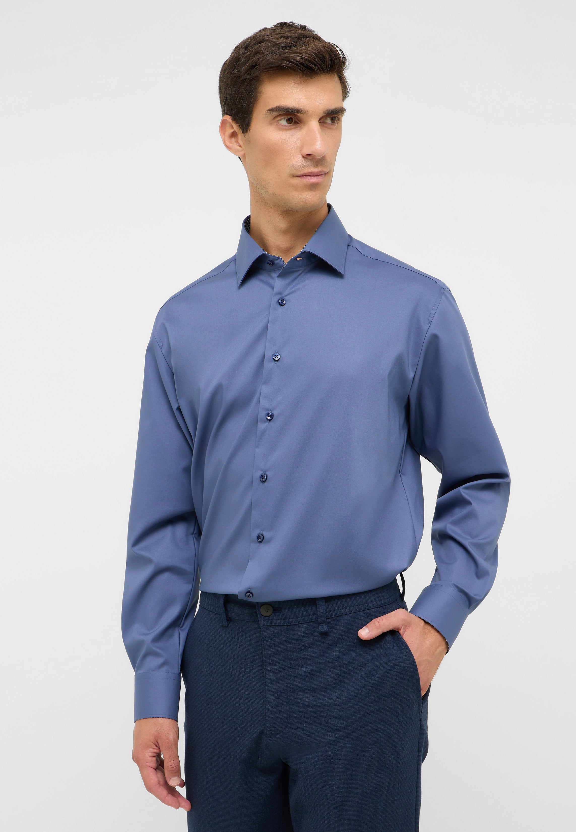 ETERNA MODERN FIT Natural Stretch Hemd - Ocean Harbor Navy - 1082-17-X14K von Eterna