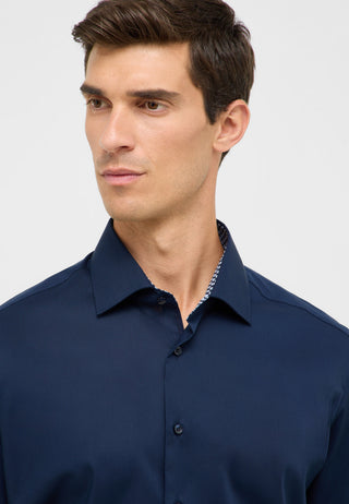 ETERNA MODERN FIT Langarm Hemd - Midnight Patchwork Blue - 1082-19-X14K