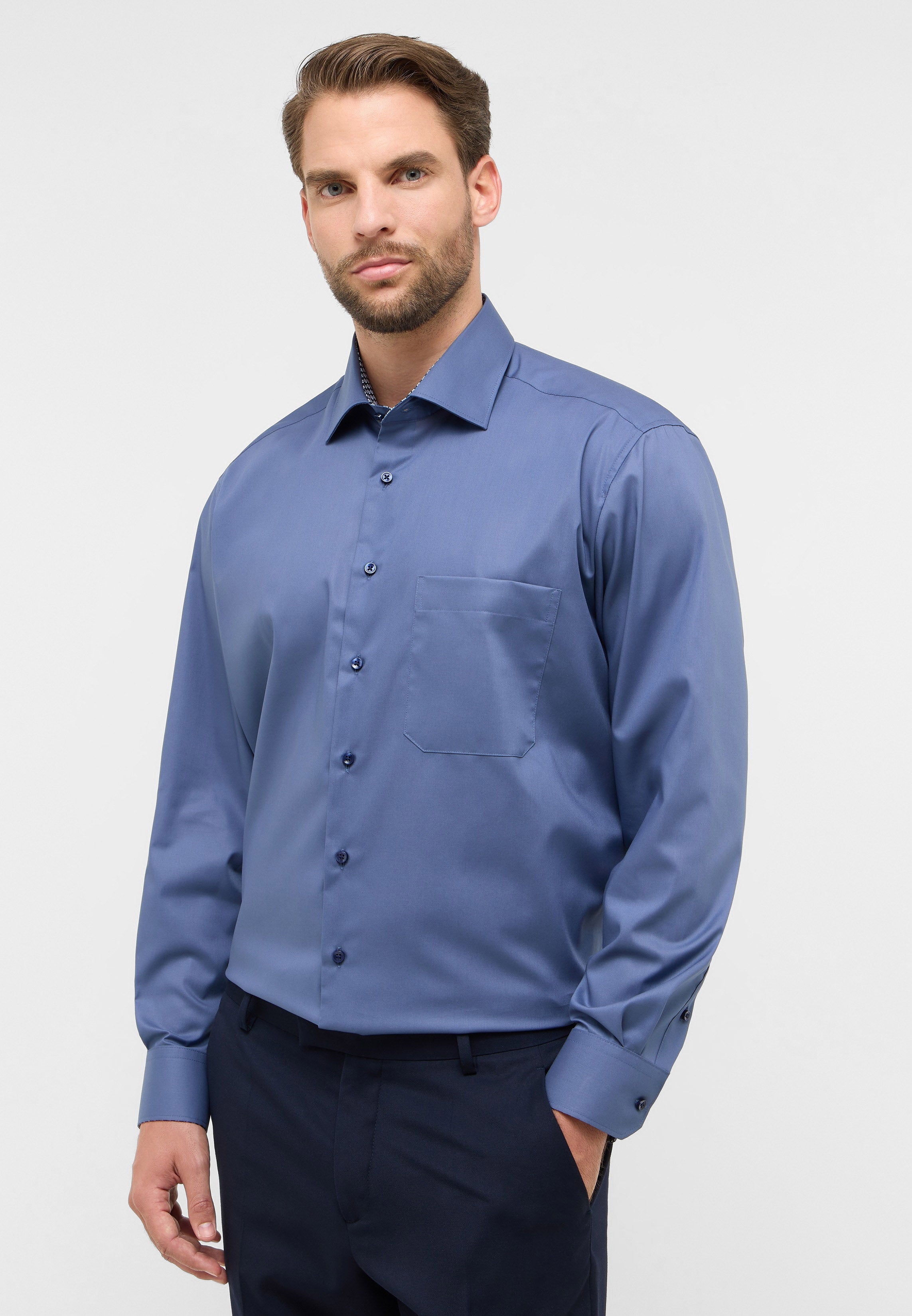 ETERNA COMFORT FIT Langarm Hemd - Ocean Mist Blue - 1082-17-E15K von Eterna